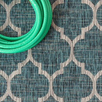 Trebol Moroccan Trellis Textured Weave Indoor/outdoor Runner Rug